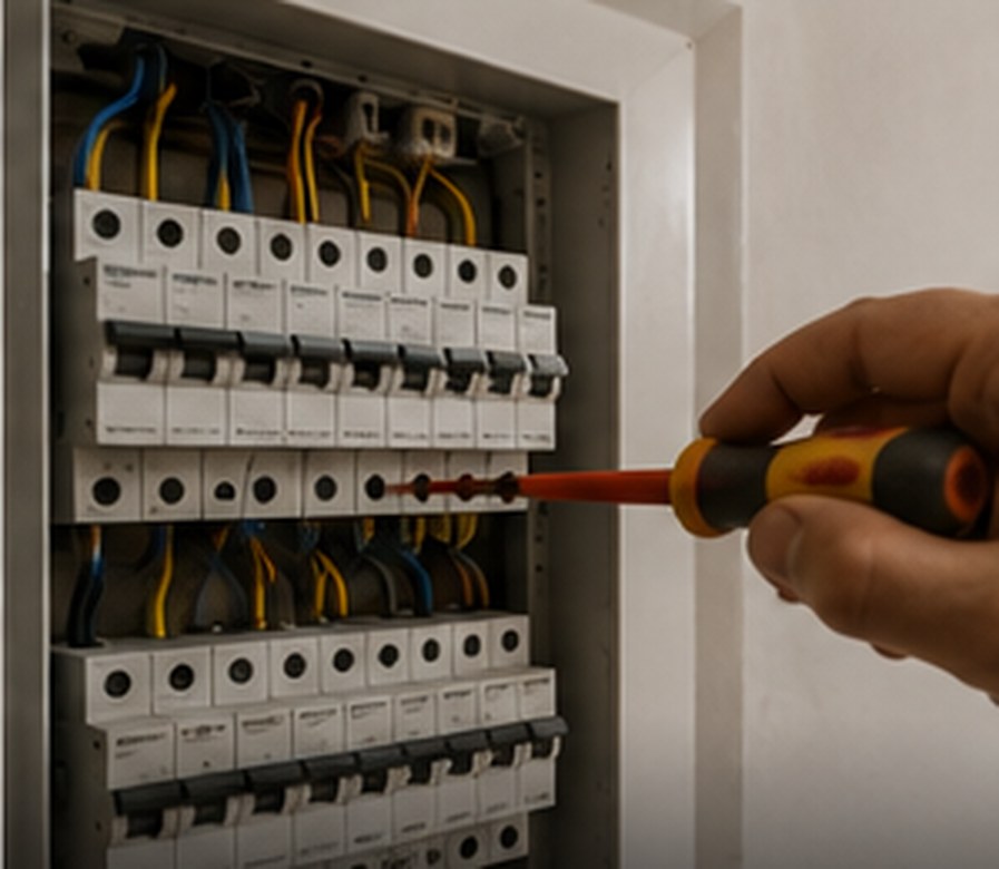 Montagem de quadro elétrico com cablagem organizada
