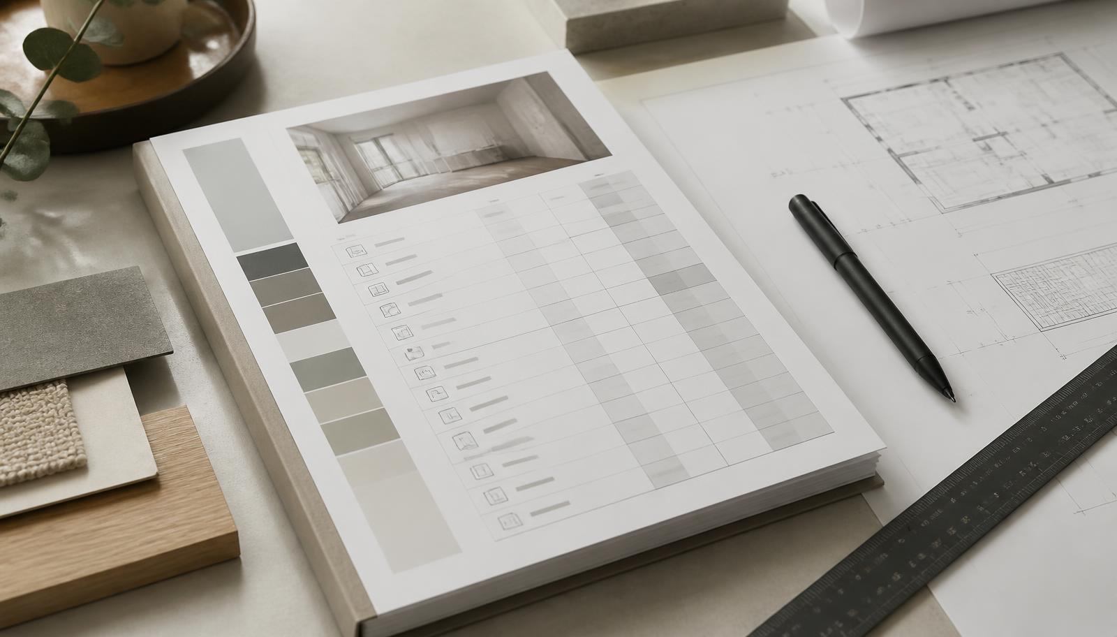 Orçamento de remodelação estruturado, com desenhos técnicos e medições